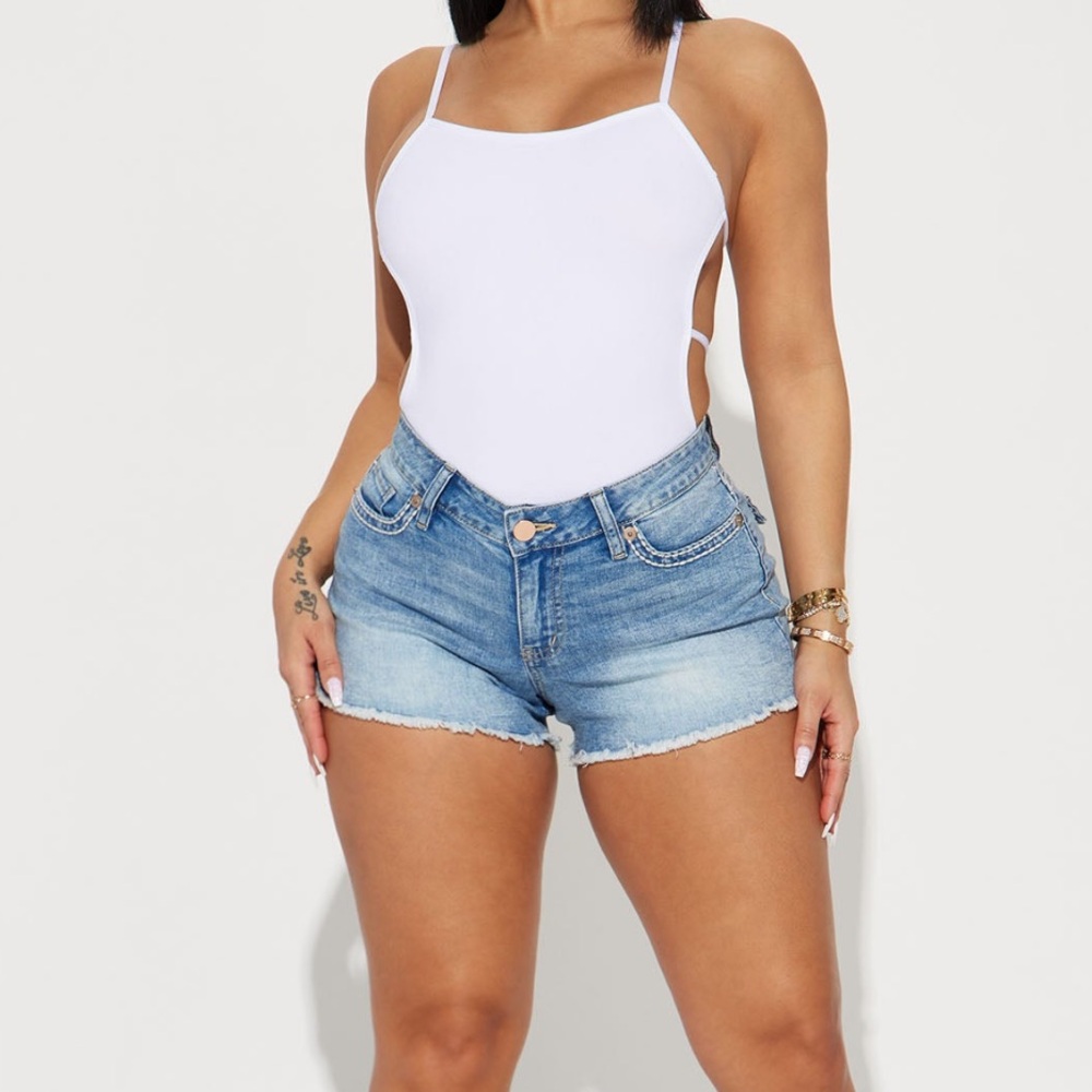 Embroidered Denim Shorts